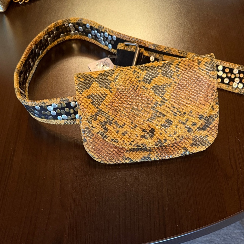 Free People Snakeskin Patterned Belt Bag
